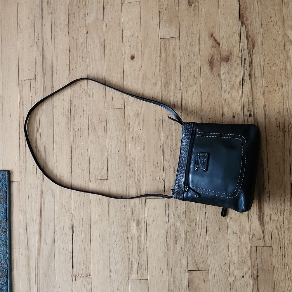 Women's Fossil Black Leather Cross Body Shoulder Bag